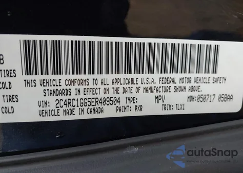 2014 Chrysler Town & Country Limited from USA, damaged, VIN 2C4RC1GG5ER409504